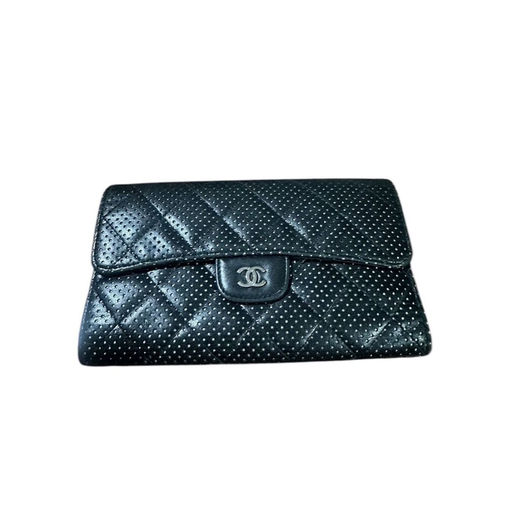 CHANEL Black Flap Quilted Wallet